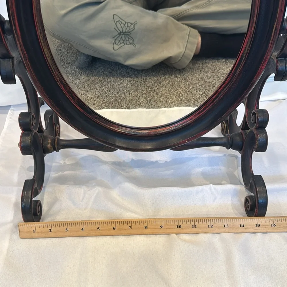 Elegant Black Oval Large Table Top Vanity Mirror by Euromarchi - Made in Italy